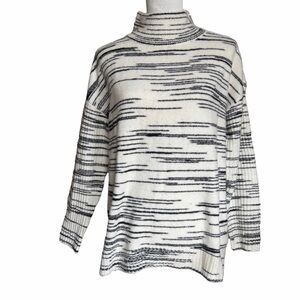 Talbots Black & White Striped Turtleneck Sweater | Soft Knit | Classic Chic | PL
